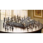 Medieval Knight Dragon Battle Carved Chess Game Set